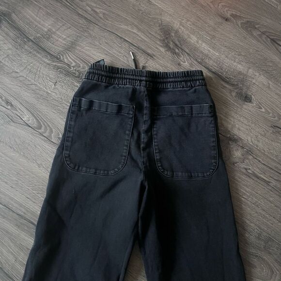 Zara Jeans Womens XS Black Denim Straight Wide Leg Raw Hem Baggy Loose - Picture 2 of 5